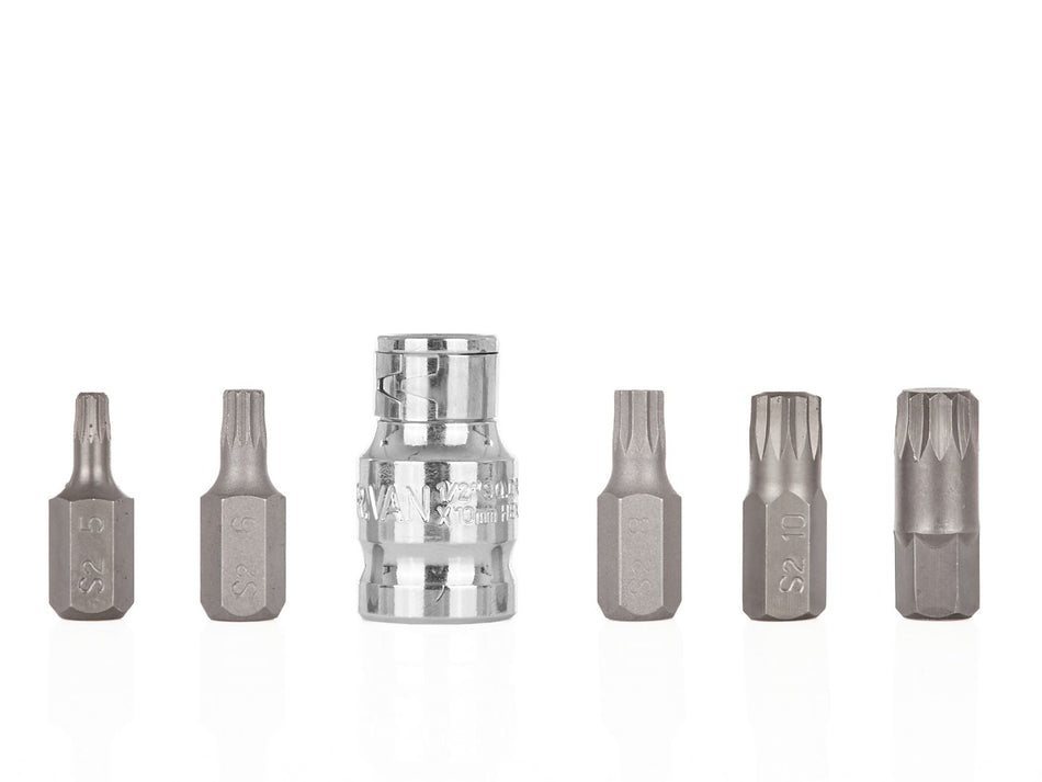 Vielzahn-Bit-Satz + 1/2" Adapter 6-tlg.